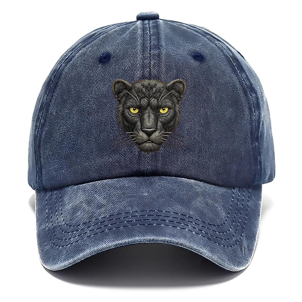Black Panther Face Baseball Cap Distressed Adjustable Polyester Outdoor Dad Hat Unisex