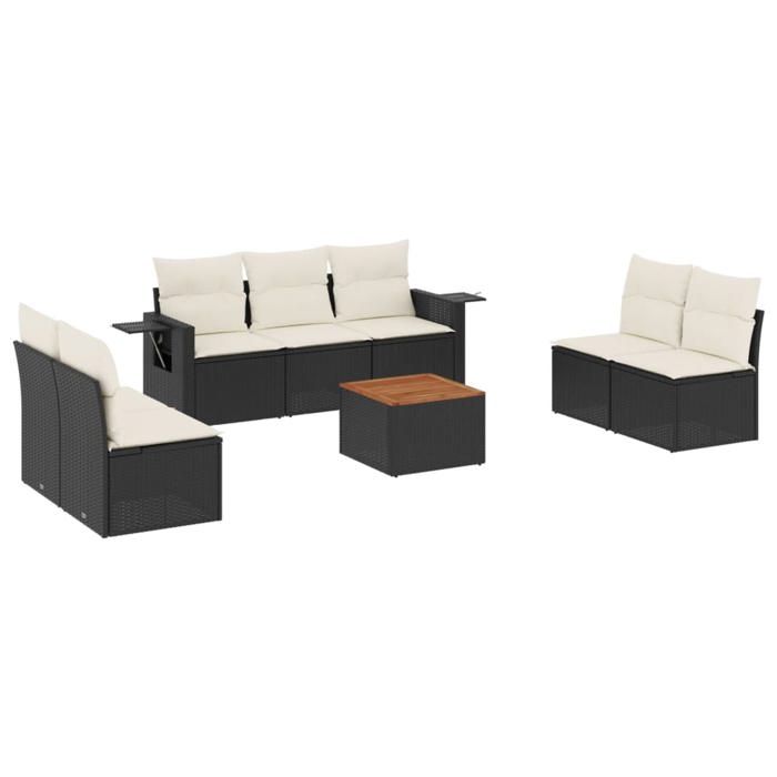 VidaXL Garden Lounge Set with Cushions 8 Pcs, Patio Sofas, Patio Furniture Set, Outdoor Furniture, Black 3224516