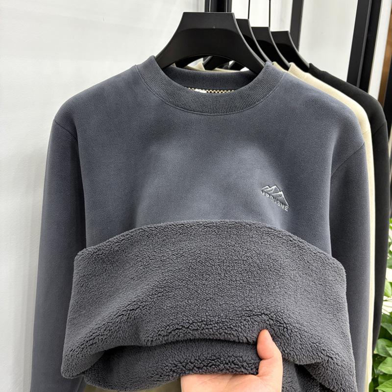 Men's Lambswool Velvet Thick Round Neck Winter Sweater - Super Warm Hoodie