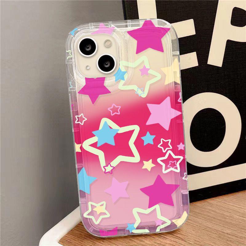 Color Pentagram Apple 15 Mobile Phone Case Iphone14promax Transparent Soft Rubber 13/12/11 All-inclusive Anti-drop