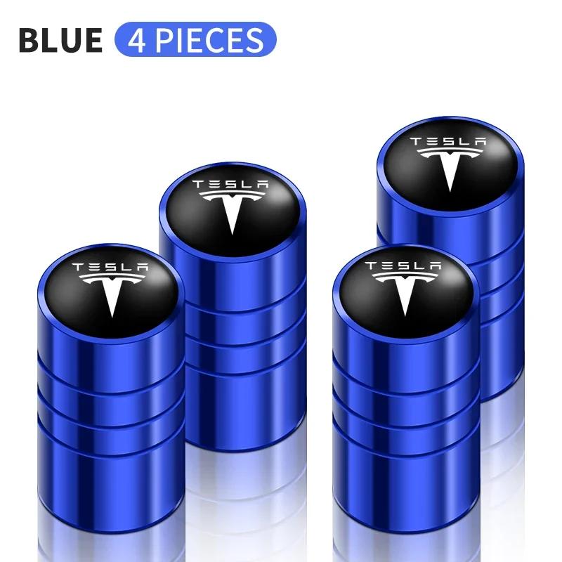 

Car Sticker Tesla 4Pcs Car logo New Round Valve Metal Auto Parts For Tesla model 3 model X Y style MODEL S ROADSTER 2021 logo Au