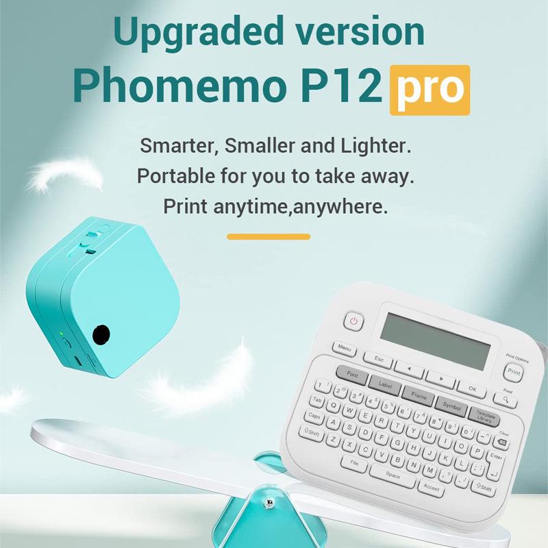 Phomemo P12 PRO Bluetooth Mini Thermal Label Printer with Inkless Lithium Battery