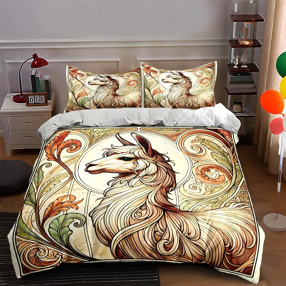 

Llama ornamental swirls. Bedding Duvet cover sets Duvet covers Pillowcases gifts (1 * Duvet Cover 2 * Pillowcases, without duvet insert) 135x200cm