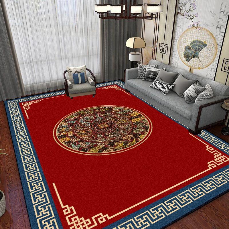 Luxury Chinese Style Large Living Room Rugs Coffee Tables Carpets for Bed Room Decor Non-slip Washable Floor Mats Entry Doormat