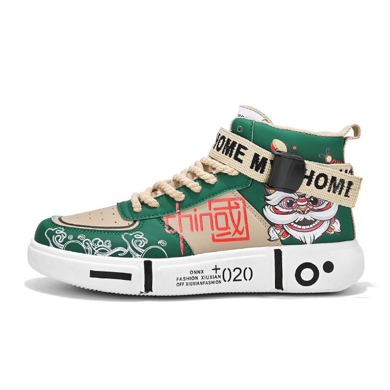 Chinese Style Autumn and Winter High-top Shoes Board Shoes Platform Sole Primary and Secondary School Students Shoes Couple Shoes Classmates