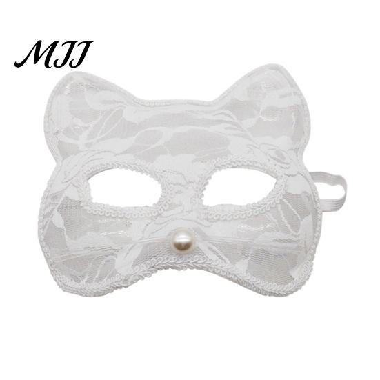 Festive Cat Costume Accessory Halloween Masque Half Face Lace Masquerade Funny Fox Animal Cosplay for Carnival Ball Party Accessories