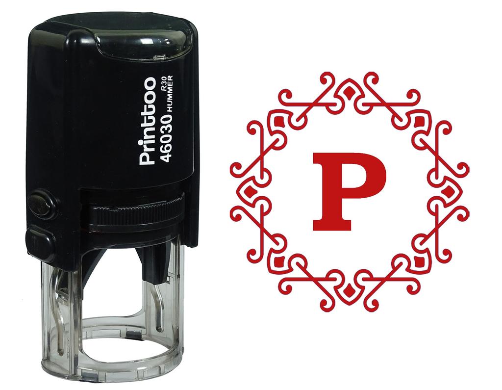 Printtoo Alphabet P Monogram Octogon Celtic Swirl Frame Ștampilă de cauciuc cu autocerneală Office