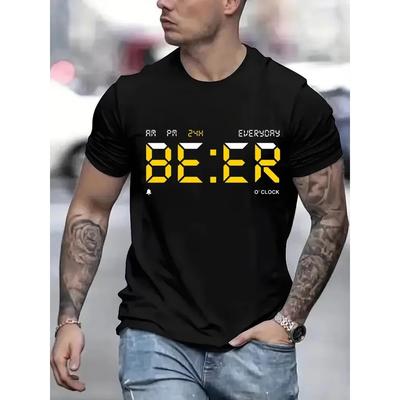 Camiseta It Is Beer Time para Hombre Camiseta Vintage Cuello Redondo Camisetas Ropa Clásica para Hombre Tops Oversize Moda Harajuku Ropa para Hombre