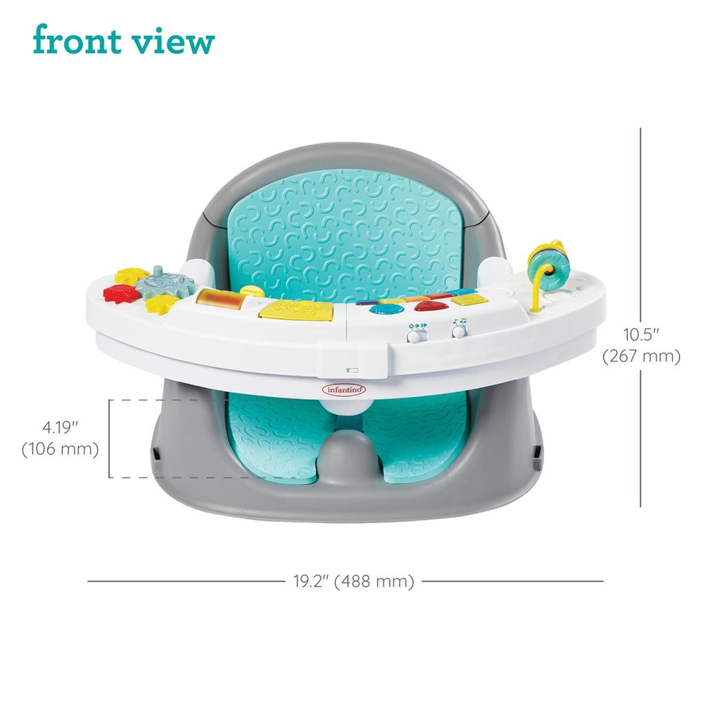 Infantino (Infantino) Assento e Assento Elevatório Discovery, Brinquedo Educativo com Brinquedos, Música e Luzes, para Idades de 6 Meses a 3 Anos, Modelo 303038
