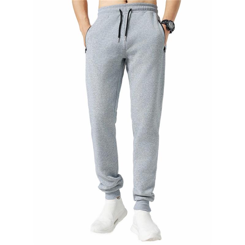 Pantaloni Sportivi Casual da Uomo con Zip in Pile per Fitness Corsa Colore Unico Vita Elastica Pantaloni Sportivi Outdoor Semplici Pantaloni Casual