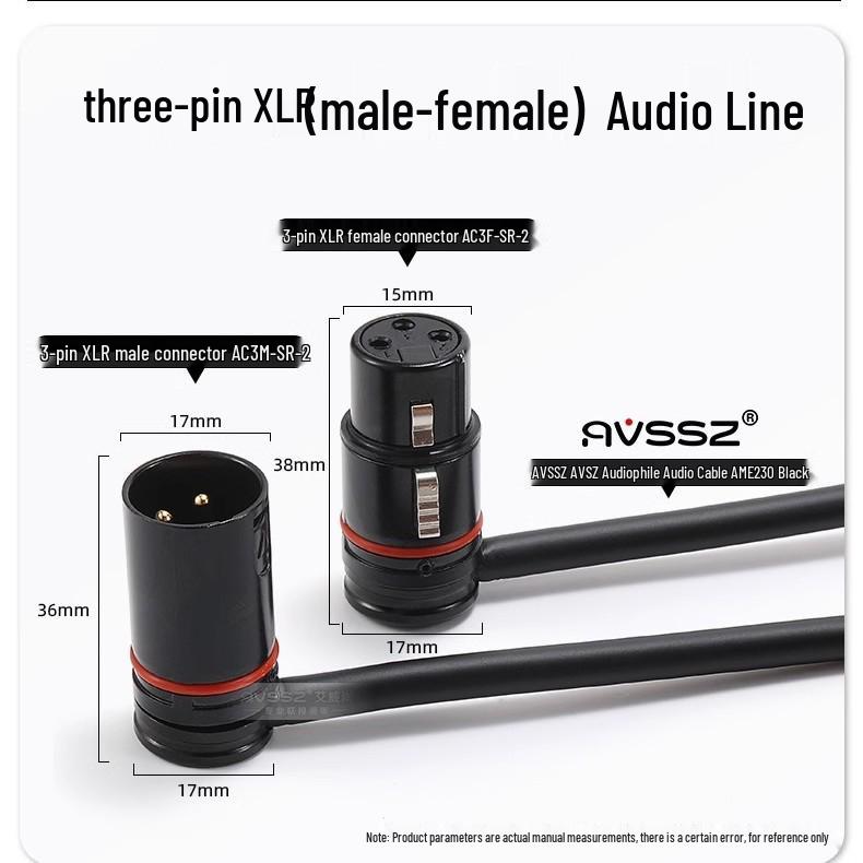 AVSSZ FX3 Gold-Plated XLR L-Shaped Microphone Cable, Short Male to Female Audio Connector