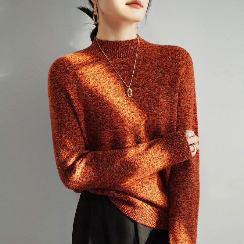 The New Long-sleeved Sweater Top with A Semi-high Neck and A Base Layer Makes You Look Slimmer and More Fashionable In Spring and Autumn