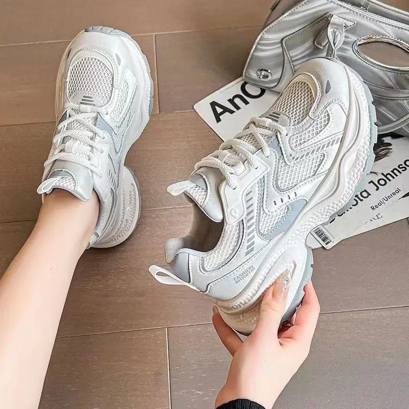 Fashion High on Platform Women's Sneakers Shoes Trends 2025 Daily Routine Walking Original Fashion New 39 Casual Ladies Footwear Sale