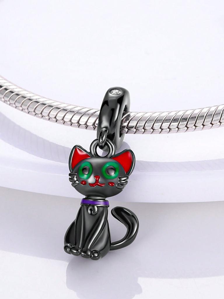 Charms Plata Copper Colors Halloween Black Cat Pumpkin Beads Charm Pendant For Original Bracelet For Women Diy Jewelry Love Gift