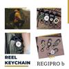 [Regipro b] reel keychain metal wire outdoor telescopic With carabiner (black)