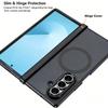 Magnetic Wireless Charging and Holder Case for Samsung Galaxy Z Fold 7, Hard Transparent Matte Protective Back Cover