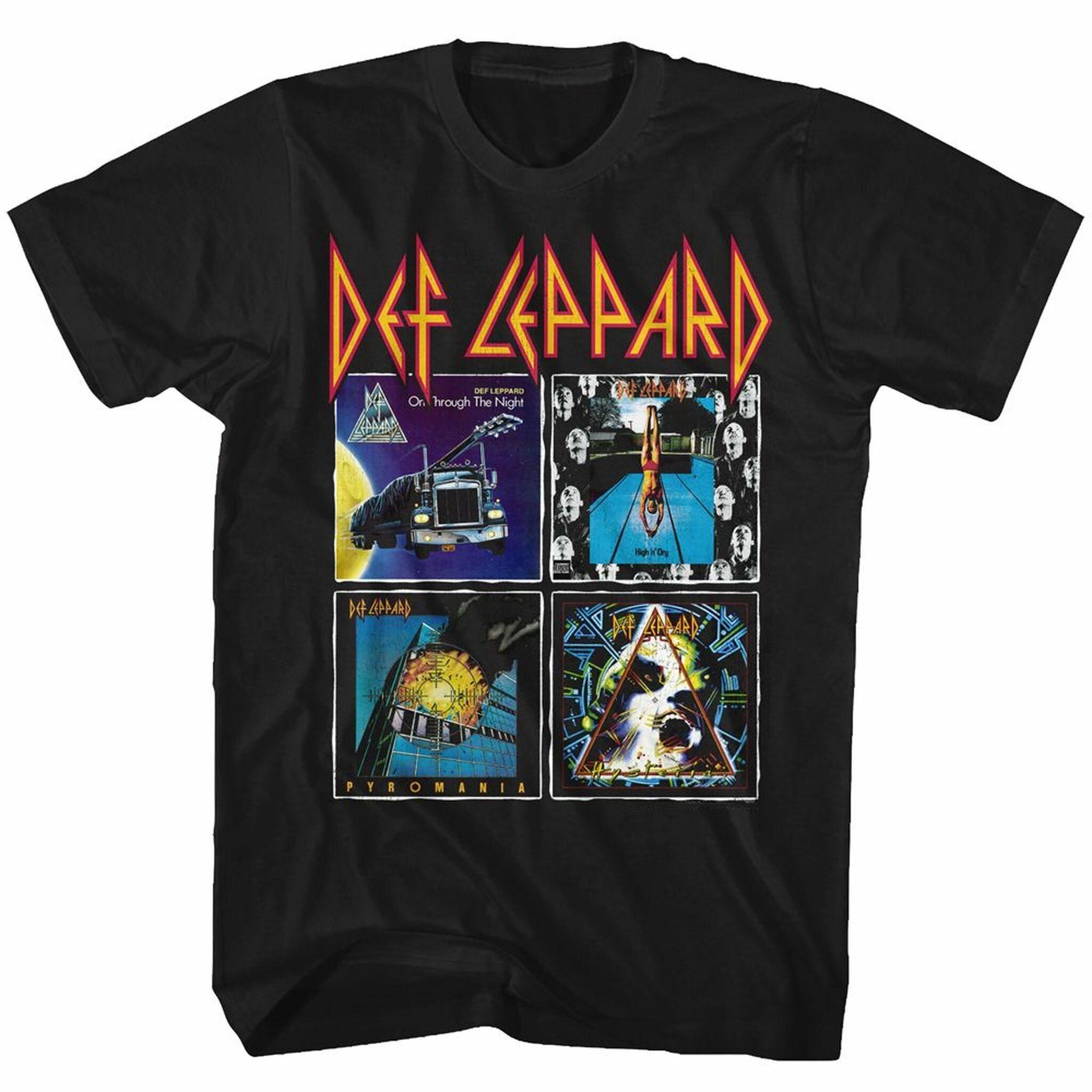 Def Leppard 80s Albums Black Adult TShirt Summer Unisexs and Womens Loose and Breathable Tshirt Top S