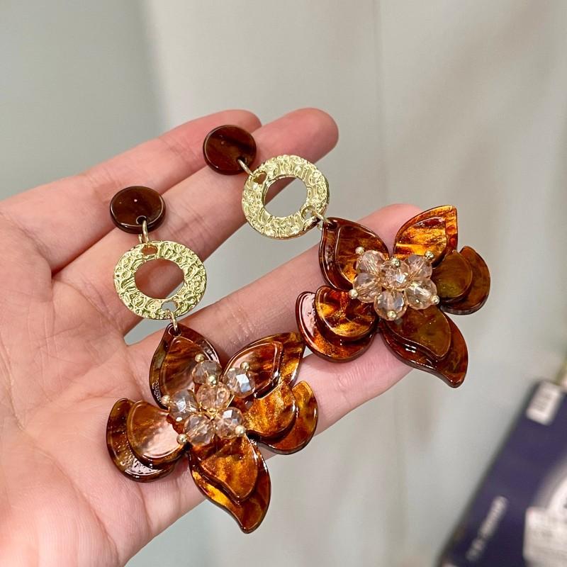 Natural tiger's eye stone series stud earrings for women Maillard exquisite retro earrings niche light luxury high-end temperament earrings