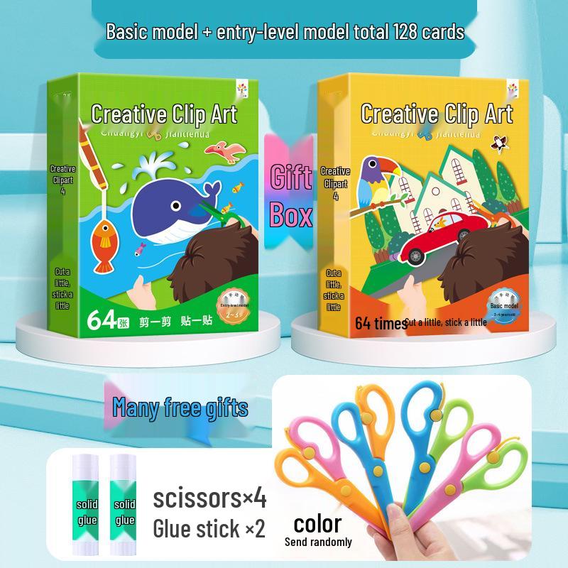 Creative Paper Cutting Collage Kit for Girls Ages 3-6 - Kindergarten Art Materials & Educational Toy