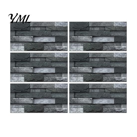Modern Industrial Wall Decor 6Pcs Vintage Faux Stone Self?Adhesive Tiles, Waterproof Oil?Proof Backsplash Stain-resistant Covering Sticker, Peel &