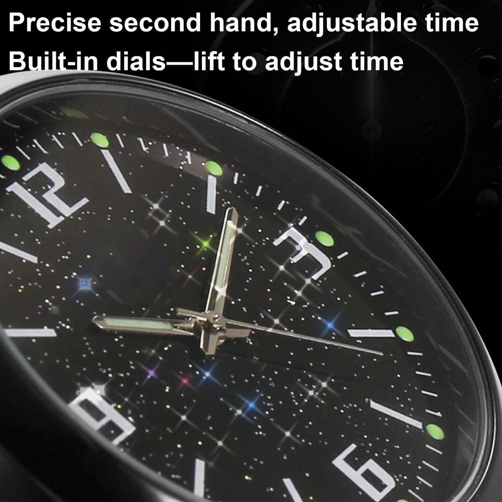 Car Clock Watch Glowing Accessories Stick On Car Vent Dashboard Clock For Travel Driving Commuting Touring Men Women Drivers