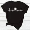 Unisex Women Dog Heartbeat Print Short Sleeve Tshirt Unisex Harajuku Casual Unisex and Womens Tshirt Clothing Street Tops Clothes