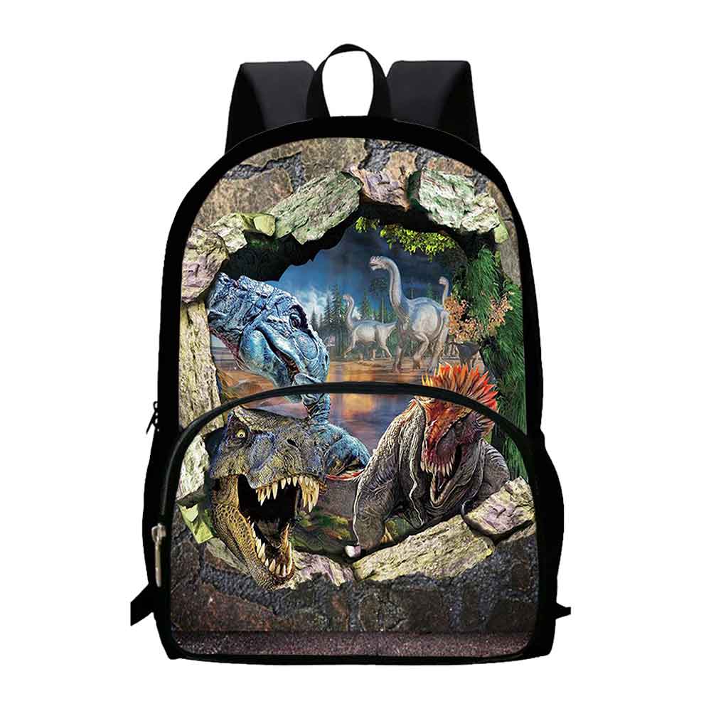 Dinosaur School Backpack for Grade 1-3 Cartoon School Bags for Boys Large Capacity Animal Prints Child Backpack
