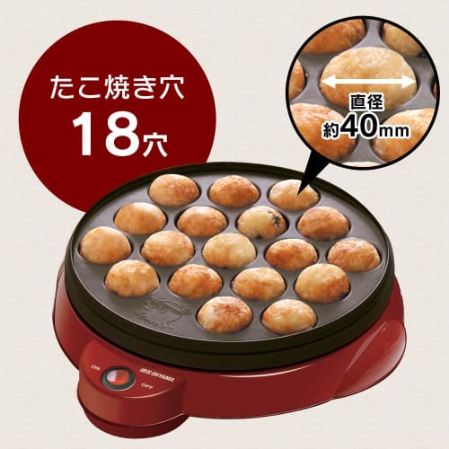 Iris Ohyama Takoyaki Maker Red ITY-18A-R