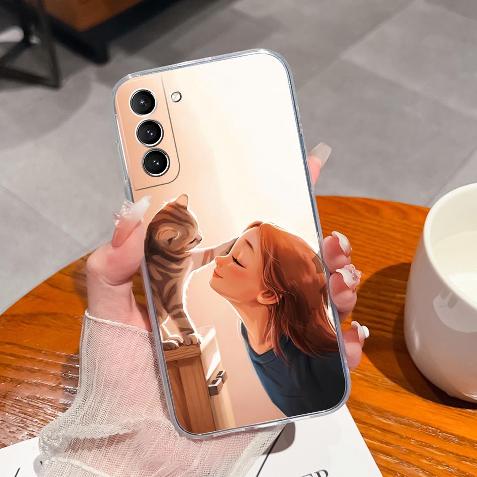 For Samsung S21 FE Plus Ultra Phone Case Ink Painting Soft TPU Clear Silicone Anti Drop Back Cover For Galaxy S 21 Funda Bumper
