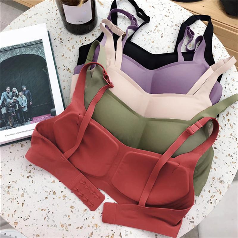 French Square Neck Jelly Strips Bra Soft Support No Steel Ring No Trace Thin Gather Underwear Women'S Comfortable Bra