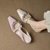 Flower Square Head Inner Height-increasing Slippers 2025 New Pearl French Fashion Sexy Bag Head Wedge Sandals