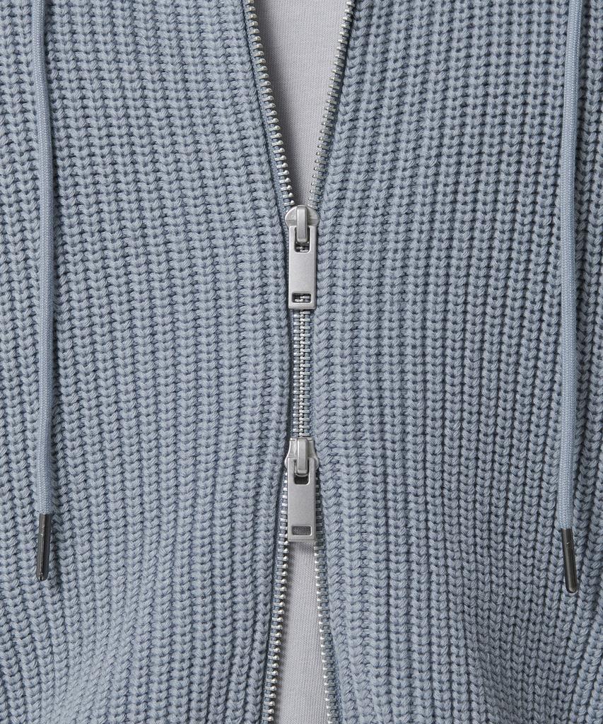 MUSINSA STANDARD Ribbed Knit Hooded Zip-Up [Blue Gray]