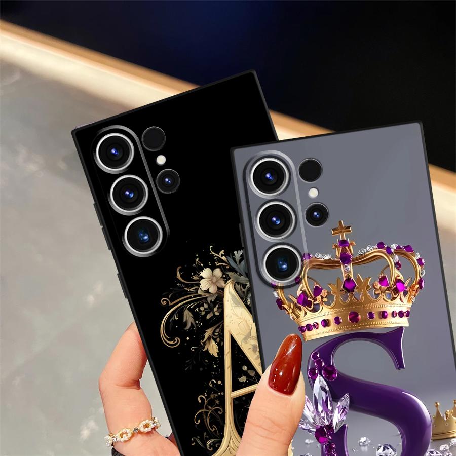 Black Soft Phone Cover Case for Samsung Galaxy S24+ S23 FE S21 S24 Plus S23+ S20 Note 20 10 S25 Ultra S22 S25+ Personalized