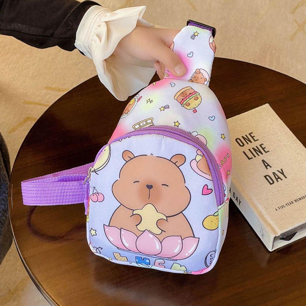 Portable Capybara Chest Bag Large Capcity Kids Crossbody Bag Cartoon Cartoon Shoulder Bag  Children