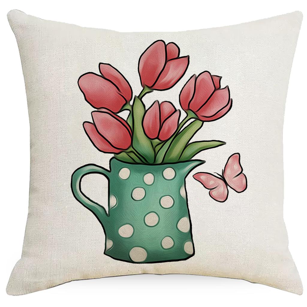 Spring and Summer Pillowcases Home Floral Sofa Pillowcases Car Cushion Covers