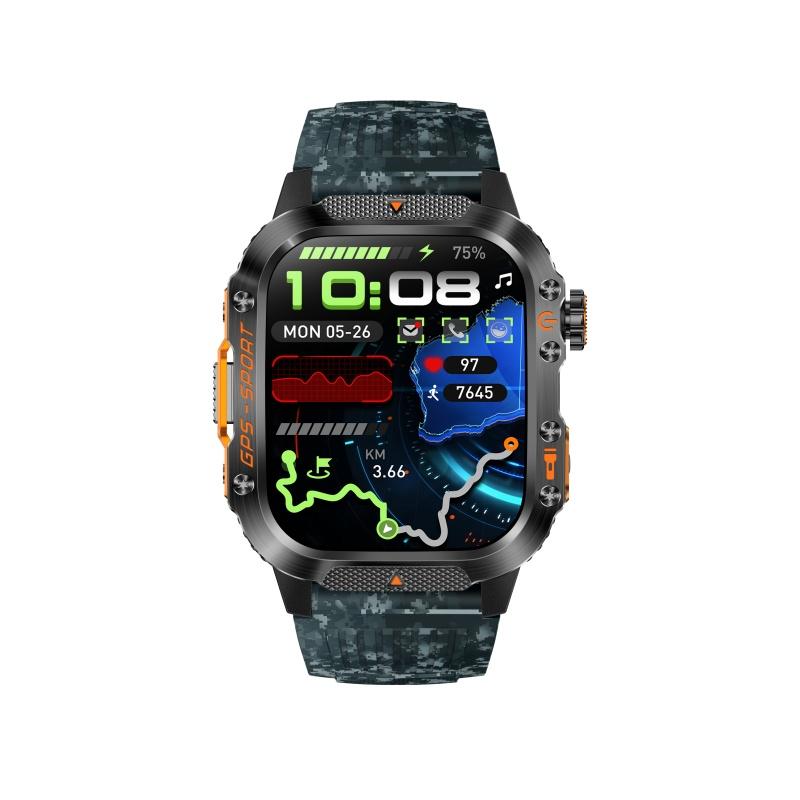 Rainbuvvy HT36 Bluetooth Smart Bracelet 2.01inches IPS BT5.3 Bluetooth Call IP68 Waterproof 540mAh Android GPS Smartwatch Multi-language