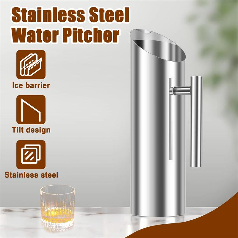 1/1.5/2L Pitcher Pot Kitchen Cold Wine Pitcher Stainless Steel Ice Jar Container Fruit Juice Pitchers Red Wine Divider Container
