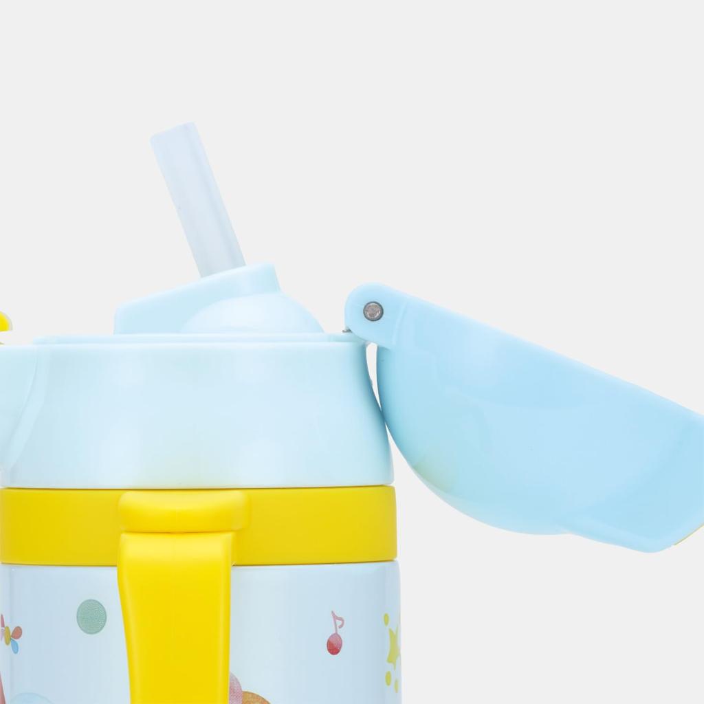 Skater Vattenflaska i Rostfritt Stål med Handtag och Baby Inai Inai Tvåvägs Dubbelhandtagssugrör, 350ml, Mug, Baa, 25cm, STWM3N-A