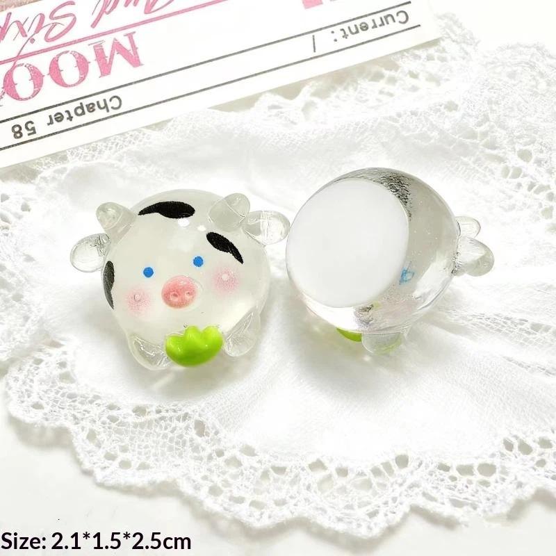 3D Glowing Chinese Zodiac Resin Charms Chubby Cute Cartoon Transparent for DIY Keychain Phone Case Craft Use