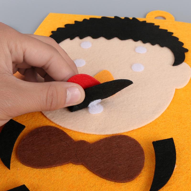 Diy Puzzle Felt Toy Non-Woven Fabric Early Childhood Education For Manual Cognitive Facial Expression Stickers Game Kids Gift