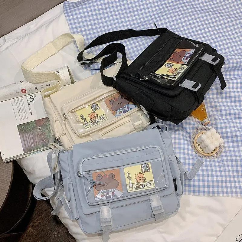 Wasserdichte Canvas Umhängetasche Damen Herren Handtaschen Schultasche Student Umhängetasche Mode Große Kapazität Umhängetasche Schulranzen