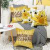 Home Soft Decoration Nordic Yellow Sunflower Pillow Cushion Sunflower Linen Letter Print Square Pillow Case