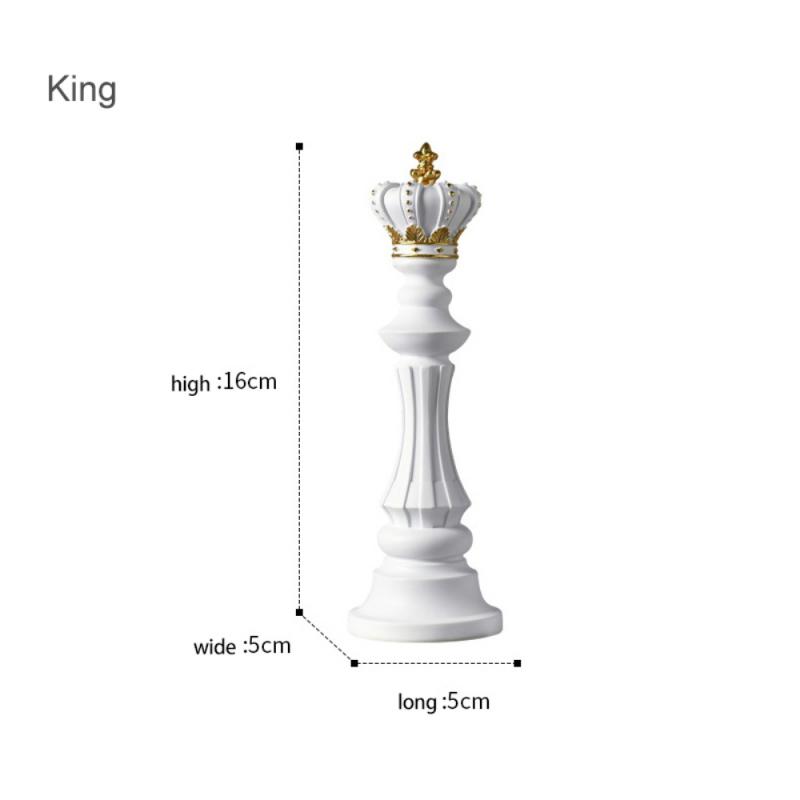 Creative Black And White Statue Chess Decor Piece Retro Resin Chess Figures Statue Office Home Ornament Gifts Chess Decoration