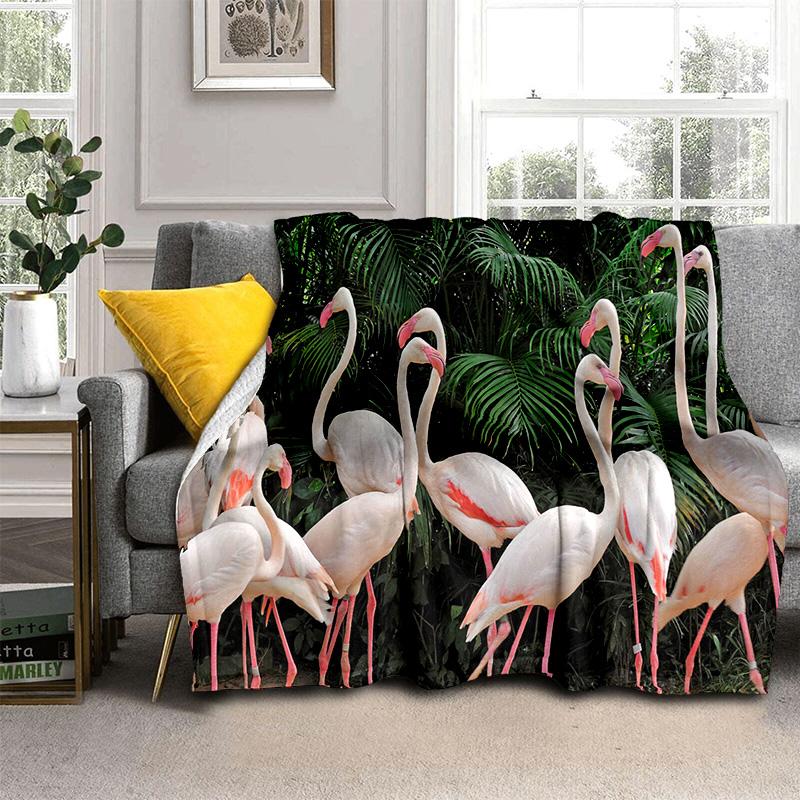 HD Pink Flamingo Bird Rainforest Cartoon Blanket,Soft Throw Blanket for Home Bedroom Bed Sofa Picnic Travel Cover Blanket Kids