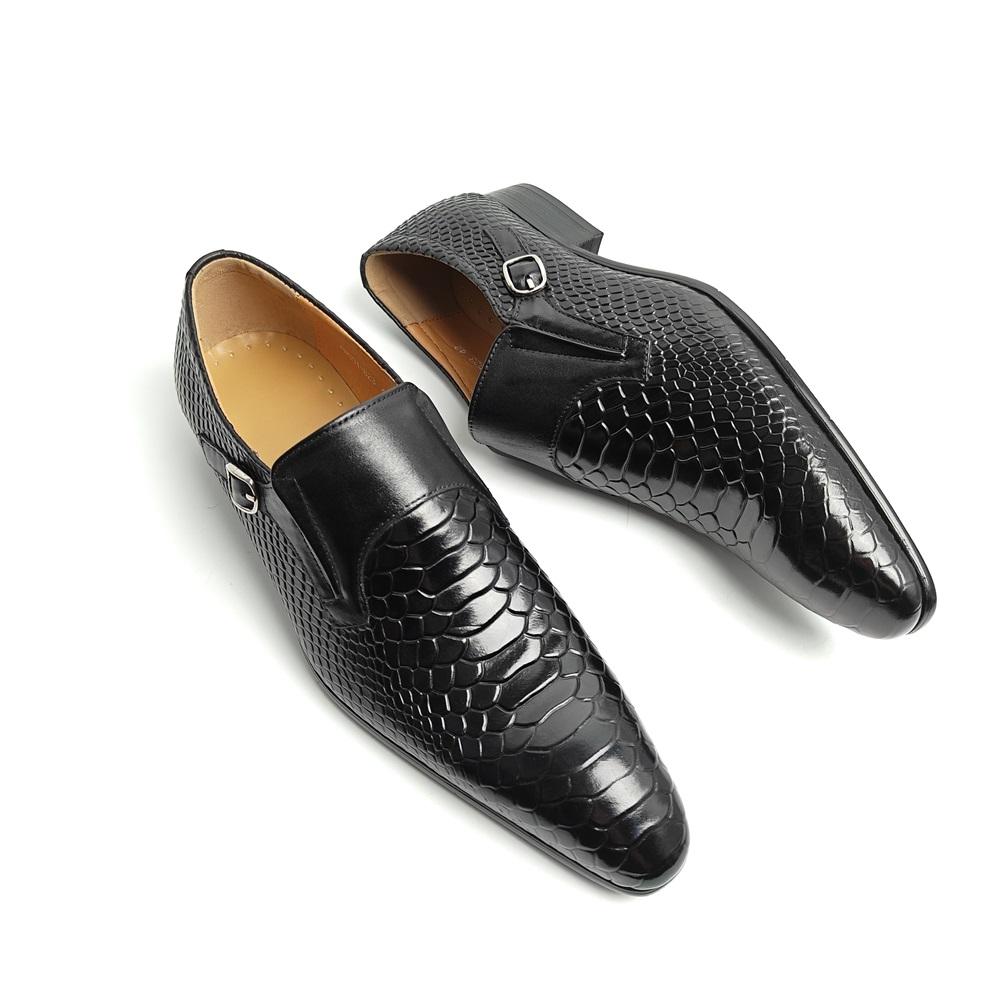 Fashion Fashion Trendy Leather Men Shoes Luxury Black Loafers Monk Style Handmade Casual Business For Males Sapatos Formais Masculinos