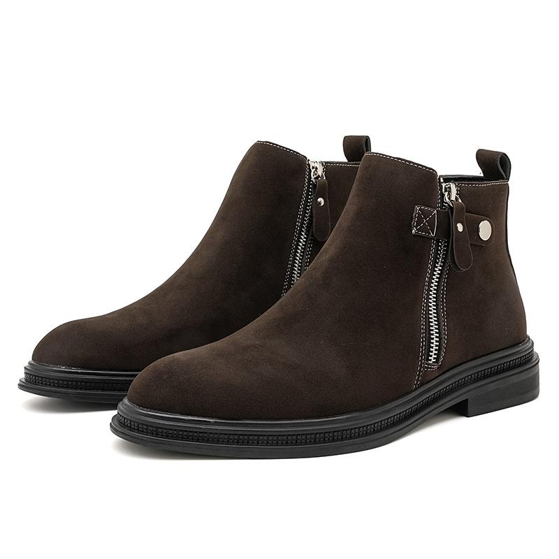 Zipper Chelsea Boots British Style Suede Autumn and Winter New Matte Flow Short Boots Martin Boots