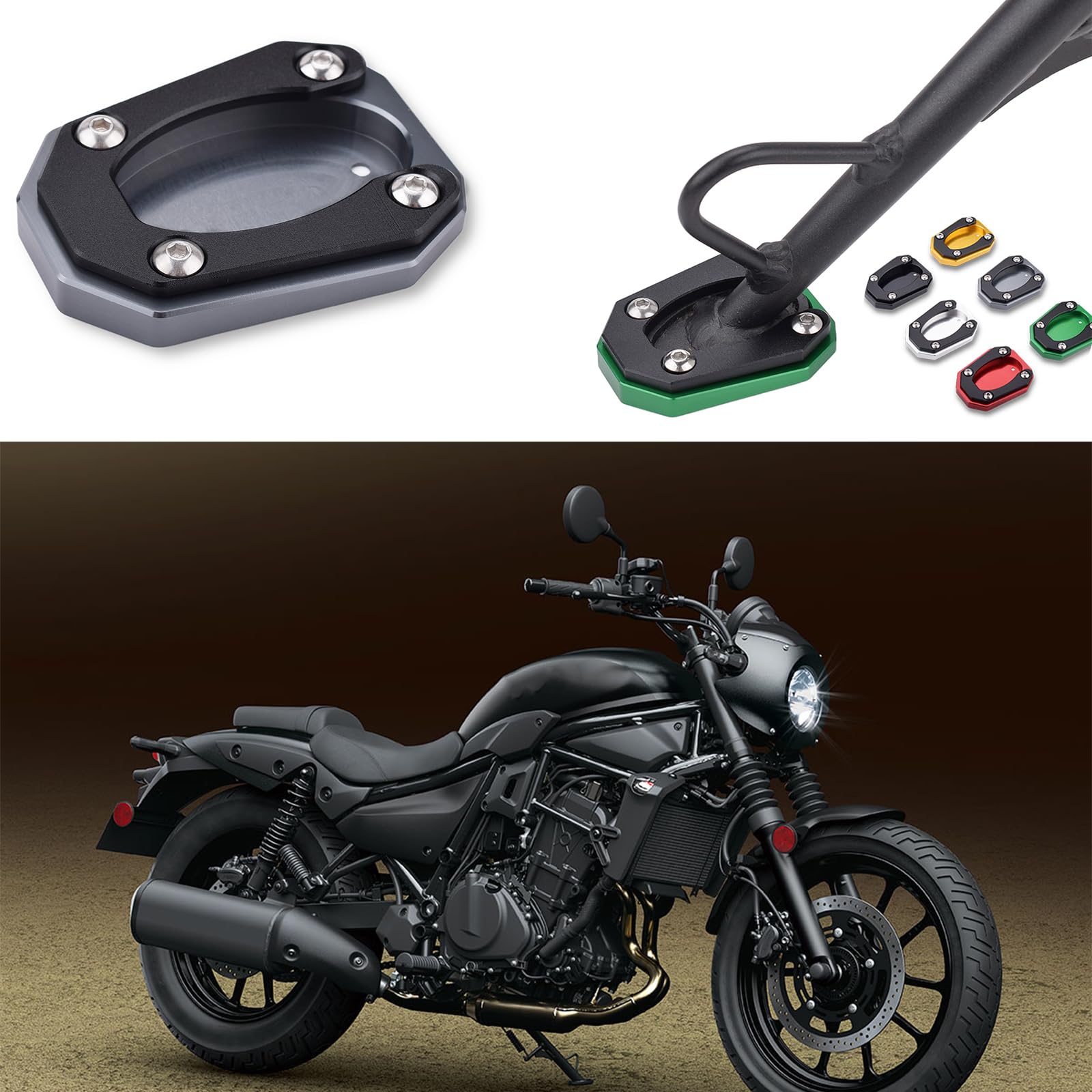 

LEDISHUN Motorcycle Side Stand Plate for Kawasaki 400 ELIMINATOR/SE400/Eliminator (2023-2024) (Titanium)