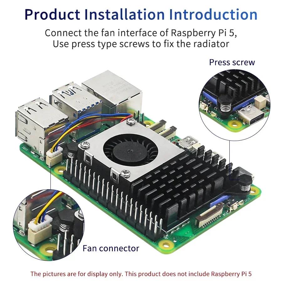 Single Board Computer Radiator Active Cooler Aluminum Heat Sink Silver/black/blue Blower Fan for Raspberry Pi 5th Generation