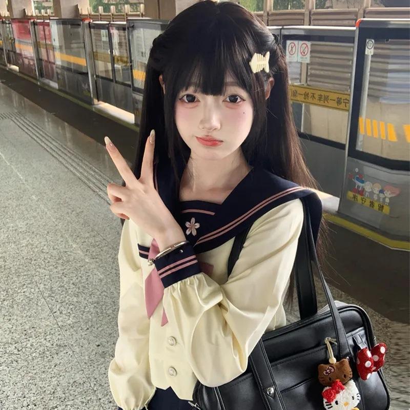 Autumn new sweet uniform sailor suit genuine Japanese college style autumn and winter female students middle suit set