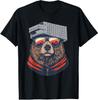Retro-Bär mit Käsereibe-Hut und Sonnenbrille Sonnenuntergang Kunst T-Shirt